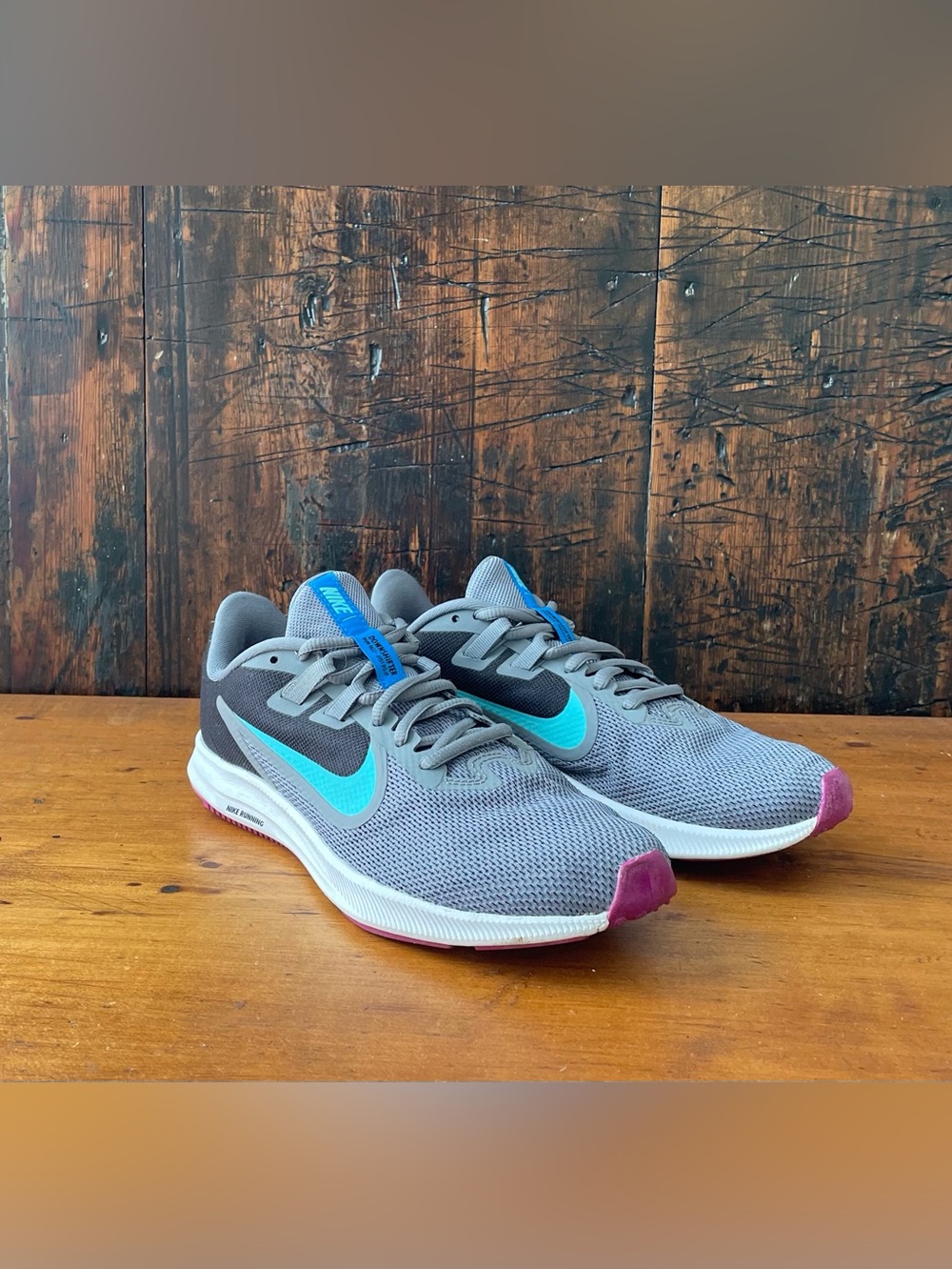 Nike Downshifter 9 Women Size 8 Grey Teal Aqua Running Shoes CN2155-001
